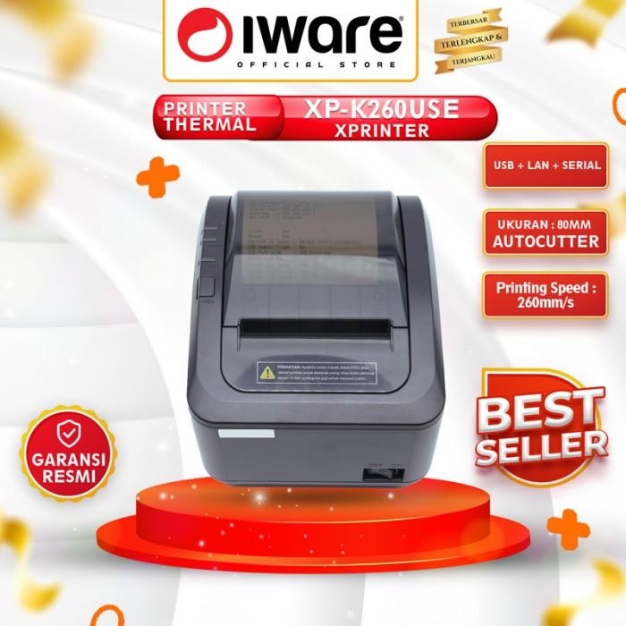 Gambar Printer Thermal 80mm Xprinter XP-K260USE USB+SERIAL+LAN Autocutter - XP-K260USE dari Iware.id undefined Tokopedia