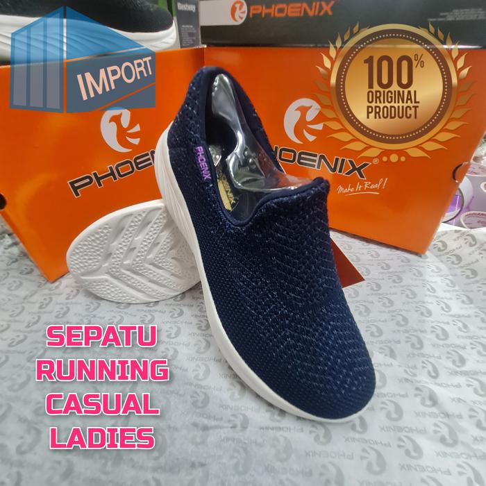 Gambar SEPATU LARI SNEAKERS WANITA TANPA TALI PHOENIX ORIGINAL RUNNING LADIES - Hitam, 41 dari YURA SPORT undefined 5 Tokopedia