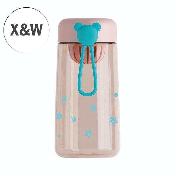 Gambar X&W Botol Minum Plastik J-2400 Bear Space Bottle With Handle Silicone - Pink dari X&W Kota Bogor Tokopedia