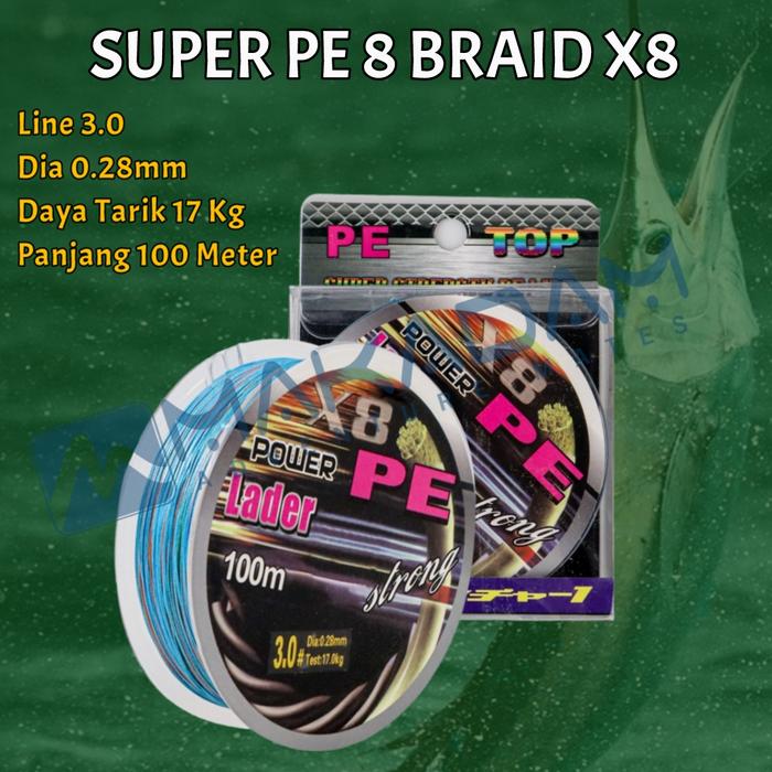 Gambar senar benang pancing super kuat PE 8 braid x8 0.4 0.6 1.0 2.0 3.0 - 3.0 dari Makadam Adventure undefined Tokopedia
