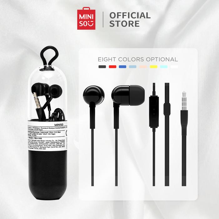 Gambar MINISO Headset Earphone Kabel dengan Mic microphones in Ear Headphone Noise Cancelling Awet Universal  Stereo Jawab Akhiri Panggilan Musik Handsfree  Earphones  Headphones Earbud Microphone - Hitam, Seri kapsul dari minisoshopid undefined Tokopedia