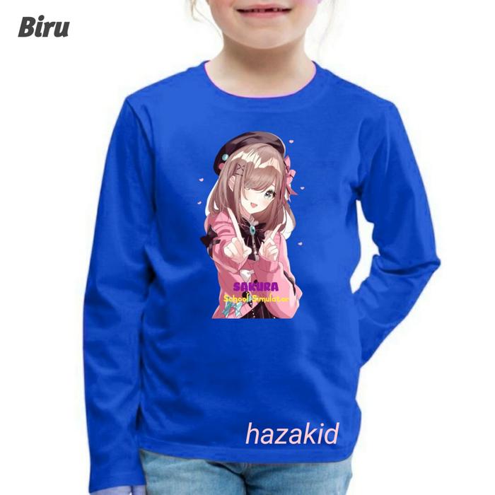 Gambar Kaos anak perempuan lengan panjang 2-10 tahun motif Sakura School - Biru, L dari hazakid03 undefined Tokopedia