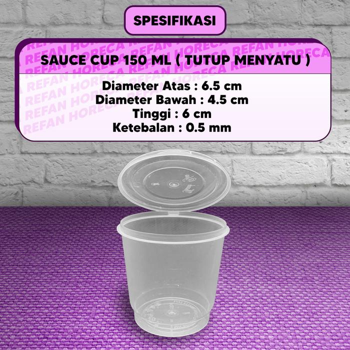 Gambar Thinwall Cup Plastik 150ml / Tempat Saus Sambal Plastik ECER - TUTUP MENYATU dari REFAN Horeca undefined Tokopedia