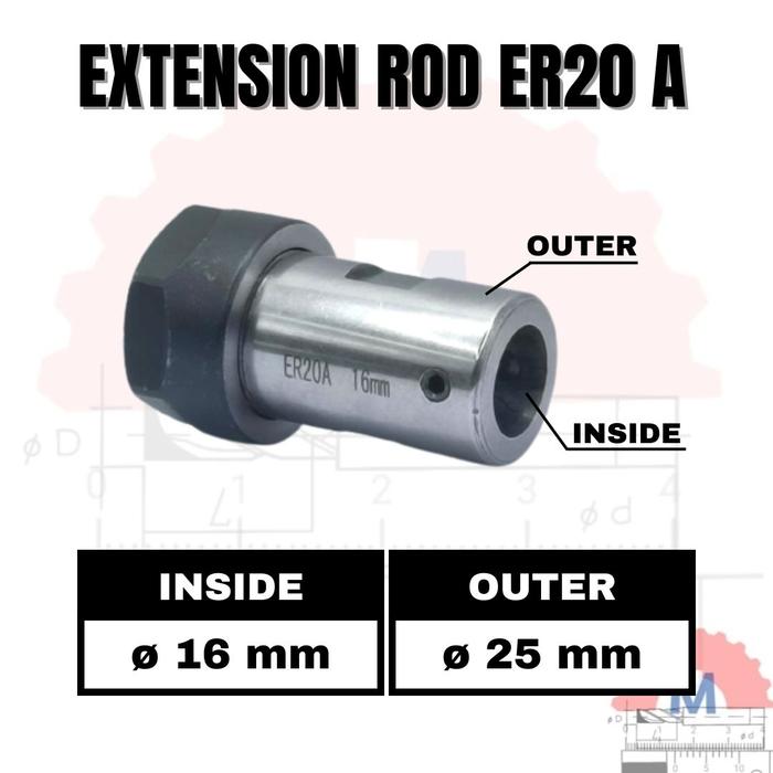 Gambar Spindle Collet Chuck spindle ER20 ER10A motor shaft holder ER20 A - 16mm dari Machining Solution undefined Tokopedia
