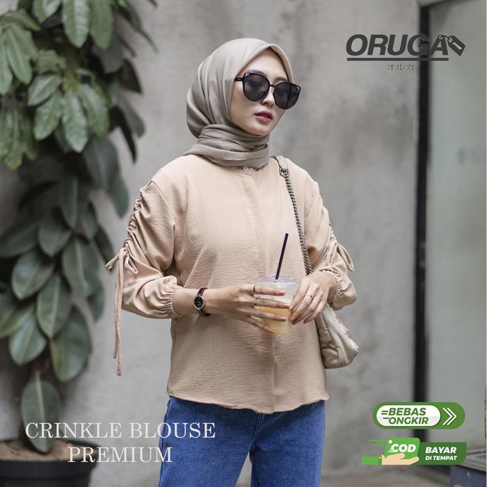 Gambar Atasan Crinkle Blouse Wanita Airflow Premium Kekinian Terbaru 2022 - Cream dari Oruga Store ID 02 undefined Tokopedia