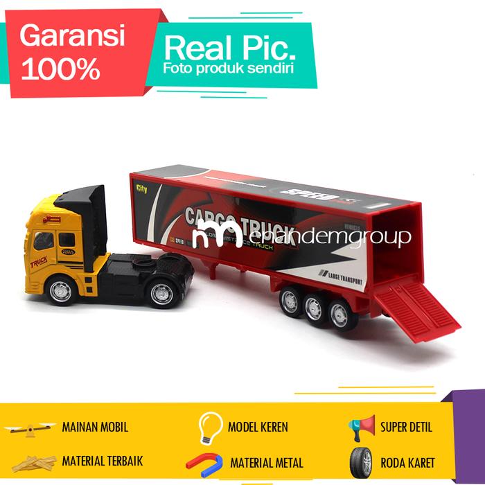 Gambar Diecast Miniatur Mainan Mobil Truk Kontainer Metal Cargo Truck Trailer - Merah dari enandemshop undefined Tokopedia