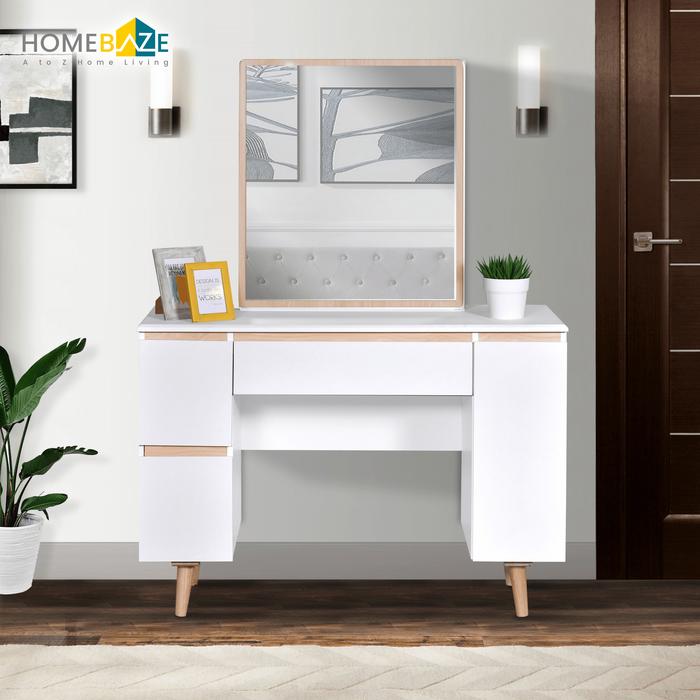 Gambar Homebaze - Meja Rias Putih Minimalis dengan Kaca Sliding, Murah dari Homebaze Living undefined Tokopedia