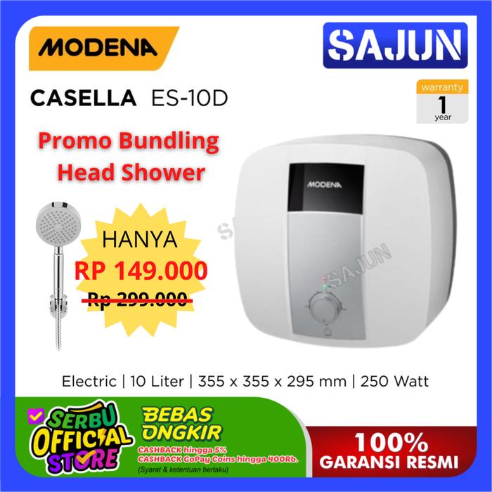 Jual Modena Electric Water Heater 10 Lt CASELLA ES 10D Pemanas AIr ES10D -  Only Shower - Jakarta Utara - Sajun Electronic | Tokopedia
