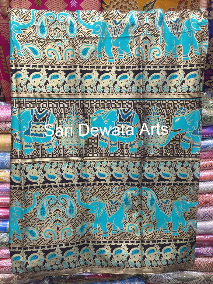 Gambar Kain Kamen Batik Bali Balinese Sarong Motif Corak Gajah All Varian - Hijau Tosca dari Sari Dewata Arts undefined Tokopedia