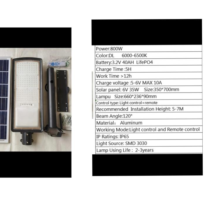 Jual lampu jalan pju panel sel surya solar 800w 800 w 2in1 outdoor 2 in ...