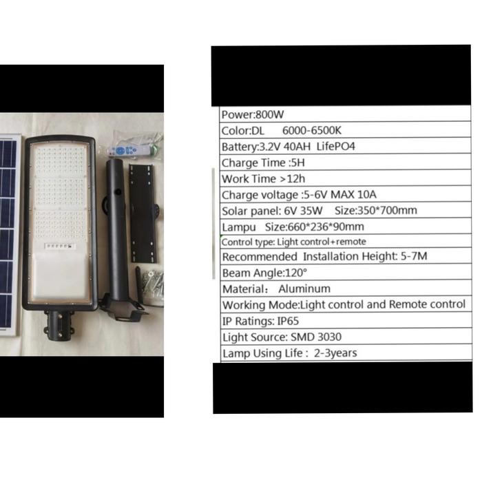 Jual lampu jalan pju solar street light panel surya 2in1 800w 800 watt ...