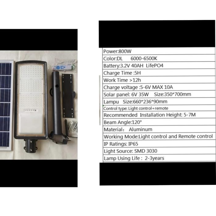 Jual lampu jalan pju sorot solar 800w 800 watt 2in1 panel surya ...