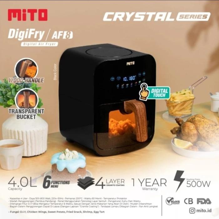 Gambar Mito Air Fryer AF8 Crystal Transparan Digifry 4 Liter Original Garansi - Hitam dari Doyanmasak.id undefined Tokopedia