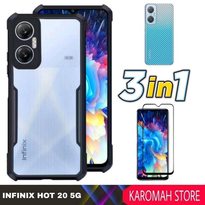 Gambar PAKET 3 INC 1 CASE INFINIX HOT 20 5G 2022 shockproof super excellent - INFINIX HOT 20, Hitam dari Karomah Store002 undefined Tokopedia