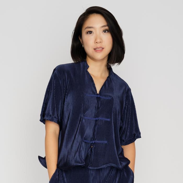 Gambar Jolie Clothing Yiwei Top / Atasan Wanita / Cheongsam Blouse Wanita - Navy dari Jolie Clothing undefined Tokopedia
