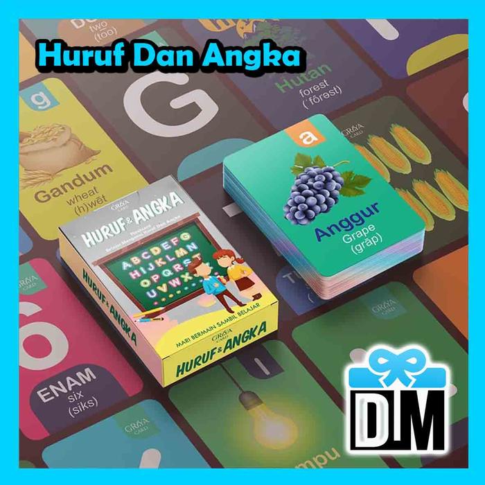 Gambar Kartu Belajar Murah Flash Card Anak Mengenal Memahami Buah Angka dll - 1. Huruf Angka dari Dm.Giftidea undefined Tokopedia