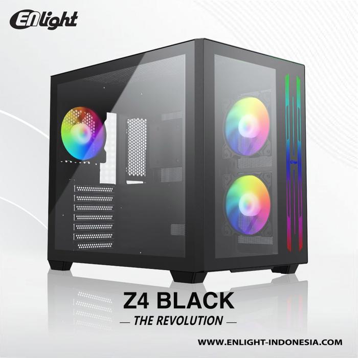 Gambar Enlight FPMAX Z4 - Dual Chamber RGB Tempered Glass ATX Gaming Case - Black Edition dari Duta Mandiri Infokom Kota Administrasi Jakarta Pusat Tokopedia