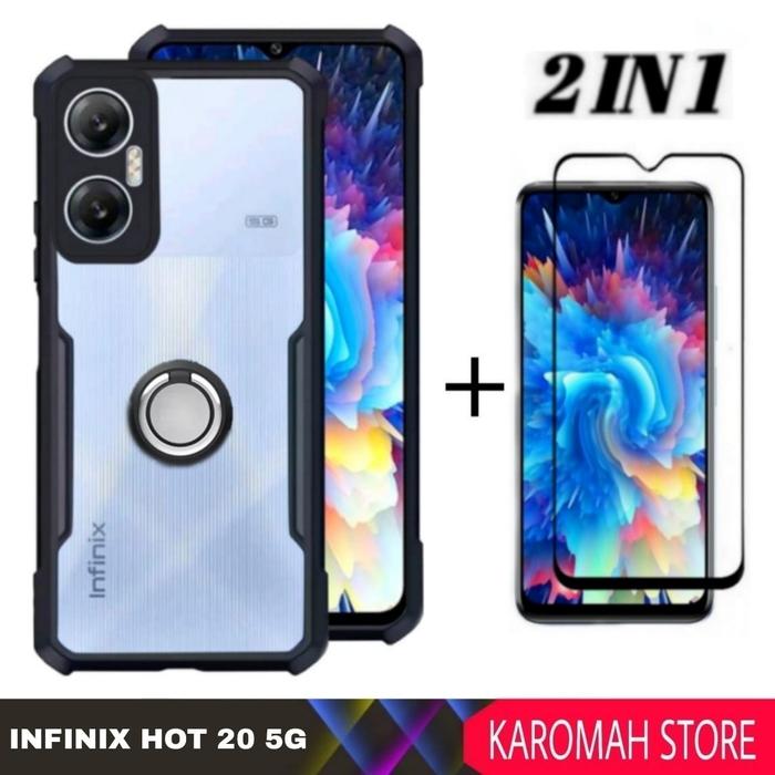 Gambar PAKET 2 INC 1 CASE INFINIX HOT 20 5G 2022 shockproof RINGK - INFINIX HOT 20, Hitam dari Karomah Store002 undefined Tokopedia