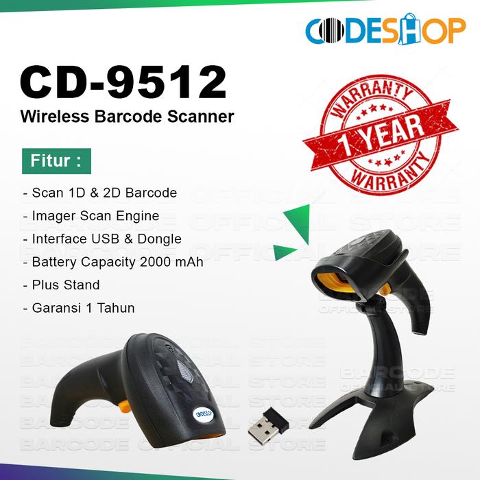 Gambar Scanner Barcode Kassen KS-606BT / KS606 / KS 606 BT USB Wireless 2D - CD-9512 dari Barcode Store Solutions undefined Tokopedia