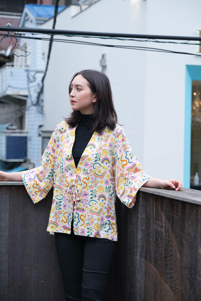 Gambar CLOUWNY - Hana Series Outer Wanita Hare Kimono Wanita Atasan Wanita - Cream dari CLOUWNY undefined Tokopedia