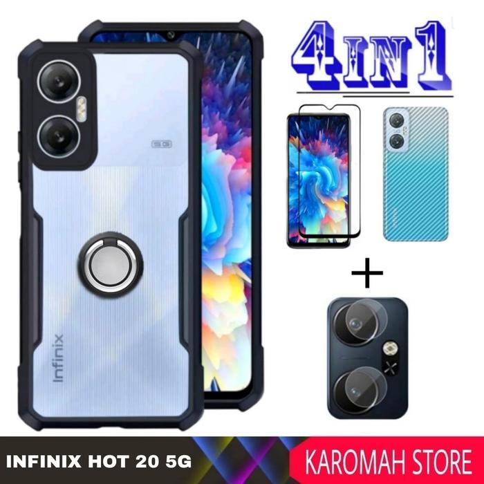Gambar PAKET 4 INC 1 CASE INFINIX HOT 20 5G 2022 shockproof RINGK - INFINIX HOT 20, Hitam dari Karomah Store002 undefined Tokopedia