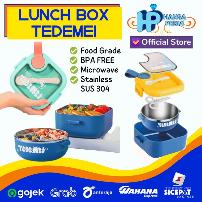 Gambar Lunch Box TEDEMEI Bahan Stainless 304 750ml - Bekal Kotak Makan Anak - Merah Muda, Plastik PP dari Hansa Pedia undefined Tokopedia