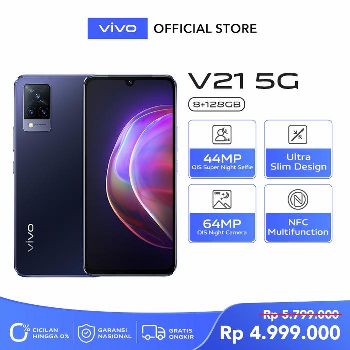 Gambar Vivo V21 5G Ram 8/128, 44Mp Ois Super Night Garansi Resmi - Dusk Blue dari HQQ CELL undefined Tokopedia
