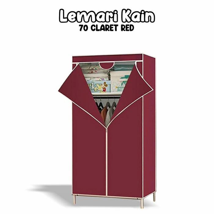 Gambar Lemari Pakaian Portable 2 sisi / Rak Pakaian Baju / lemari kain - Merah dari Berkah Aiko Alwa Olshop undefined 5 Tokopedia