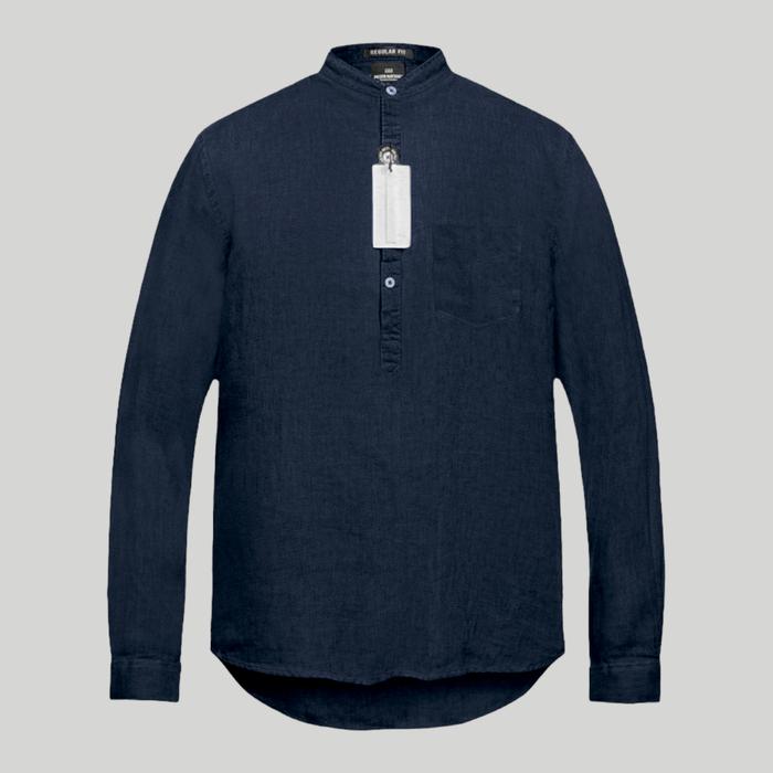 Gambar Kemeja linen infinity plus peternation kancing dada panjang regular fi - Blue denim, M dari PETERNATION undefined Tokopedia