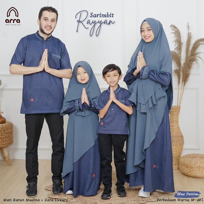 Gambar Baju Muslim Keluarga Series Rayyan Tangan Pendek Warna Denim Original - KOKO AYAH RAYYA, S dari Terasprima undefined Tokopedia