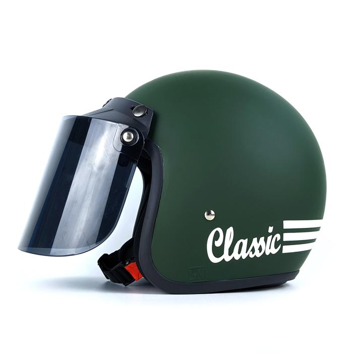 Gambar Helm Motor Bogo Retro SNI Pria Wanita Dewasa Plus Kaca Datar Flat - Army Doff dari INOT.STORE undefined Tokopedia