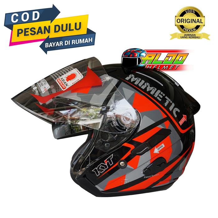 Gambar HELM KYT / KYT GALAXY FLAT R #4 BLACK RED / DOUBLE VISOR / HALF FACE - M dari aldohelm2 undefined Tokopedia