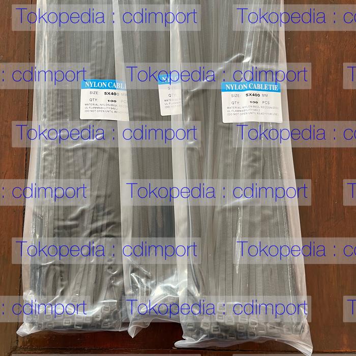 Gambar Kabel Tie 4,8 x 40cm Cable Ties Nylon 4.8 x 400mm Hitam Putih - Hitam dari Sarani Listrik undefined Tokopedia