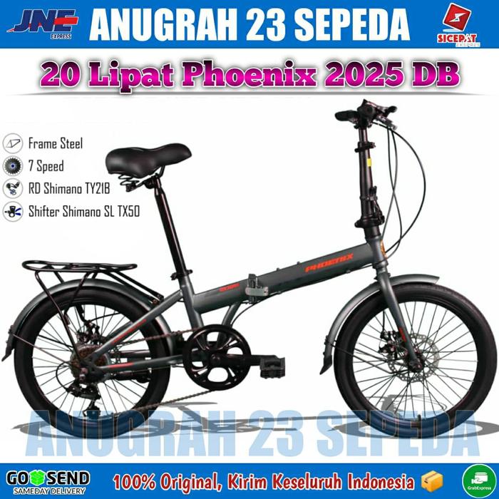 Gambar Sepeda Lipat PHOENIX 20-2025 DB Boncengan 20 Inch Shimano 7 Speed - Abu-abu dari Anugrah 23 sepeda undefined Tokopedia