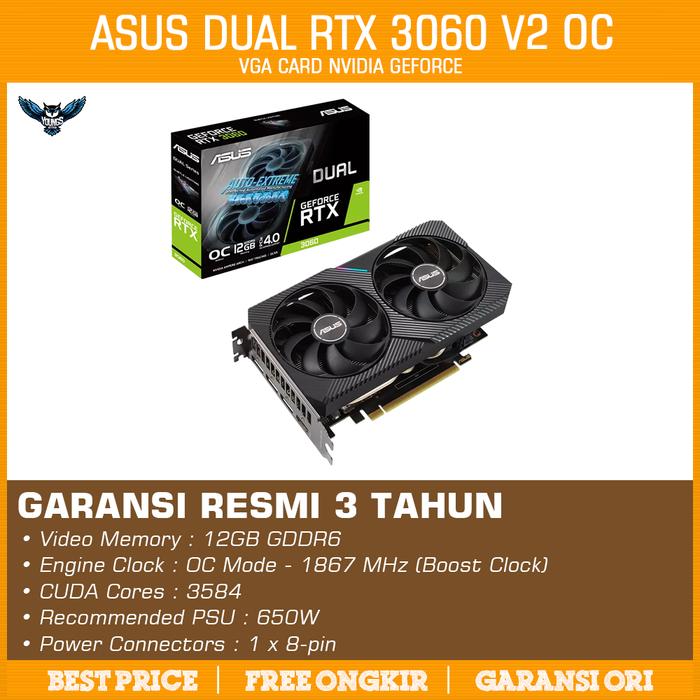 Promo ASUS RTX 3060 12GB DDR6 DUAL OC V2 Nvidia Geforce DUAL