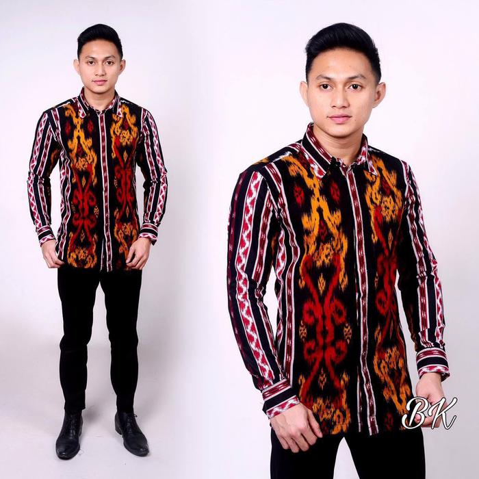 Jual Kemeja lengan panjang Motif Batik Etnik Pria Kemeja Batik