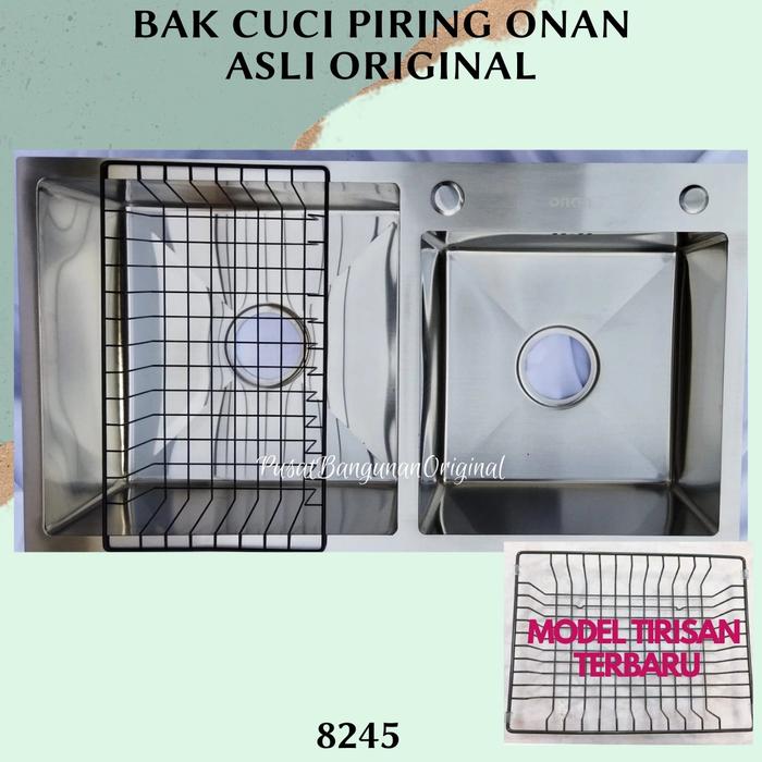 Gambar BAK CUCI PIRING KITCHEN SINK STAINLESS SS 304 ONAN 8245 ASLI ORIGINA - BODY SINK SAJA dari PusatBangunanOriginal undefined Tokopedia
