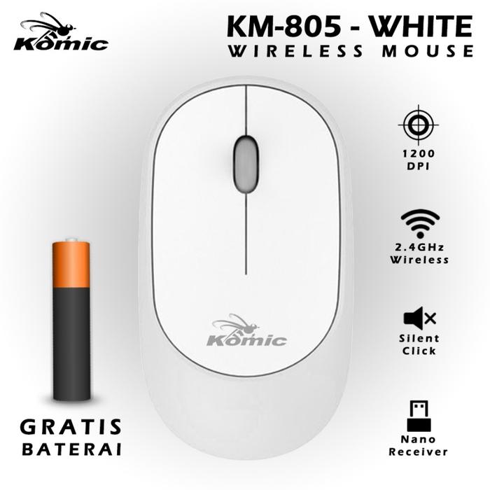 Gambar Mouse Wireless Office Optical Silent Click/Klik Komic KM-805 - Putih dari specialdealshop undefined Tokopedia