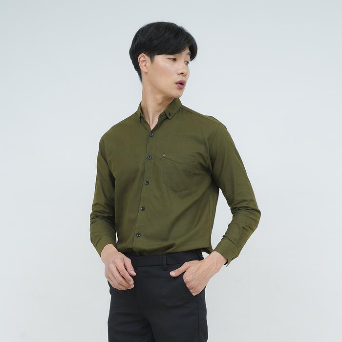 Gambar Kemeja lengan panjang pria formal slim fit hijau army houseofcuff - M dari House of Cuff undefined Tokopedia