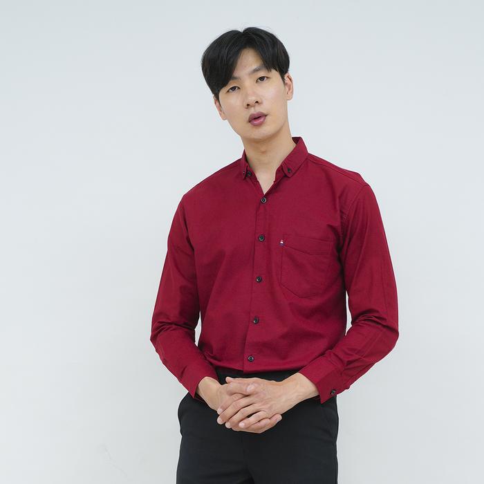 Gambar Kemeja lengan panjang pria formal slim fit maroon houseofcuff - M dari House of Cuff undefined Tokopedia