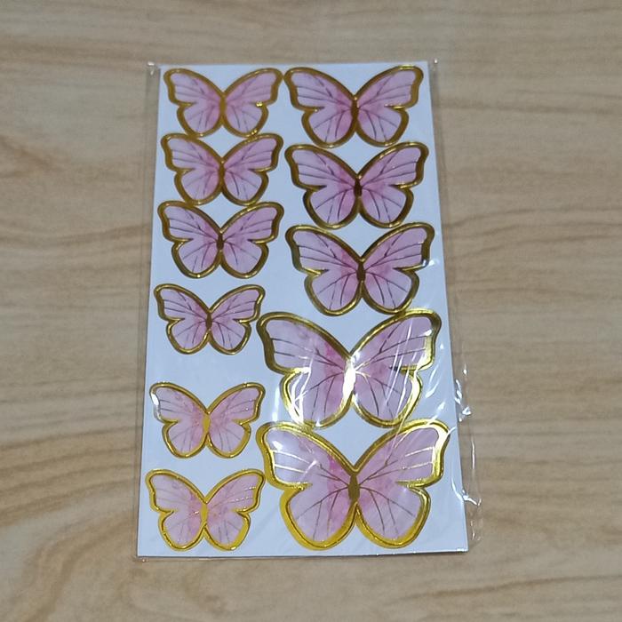 Gambar Cake Topper bentuk Kupu-kupu - pink set 11pcs dari JihanaShop1 undefined Tokopedia