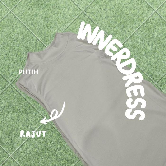 Gambar INNER LONG DRESS TURTLENECK PREMIUM / INNER DRESS PANJANG TANPA LENGAN - PUTIH RAJUT dari ANITAQUEEN.ID undefined Tokopedia