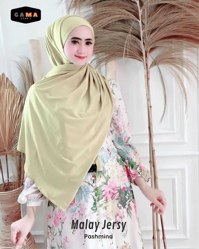 Gambar Jilbab Pashmina Malay Jersy Ori Gama - LIME dari Lova Lipa Hijab undefined Tokopedia