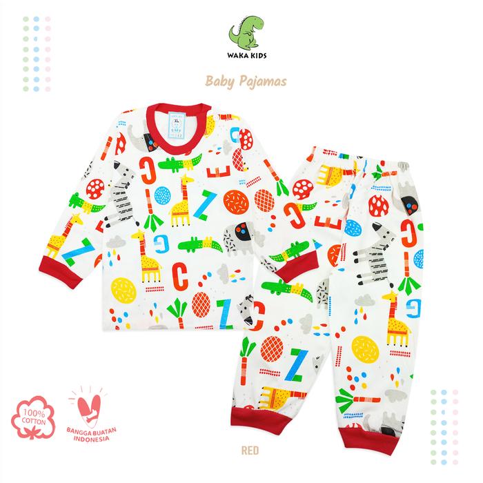 Gambar Wakakids Piyama Bayi Anak Baju Tidur Usia 6 - 12 Bulan Animals 3062 - Merah dari Wakakids undefined Tokopedia