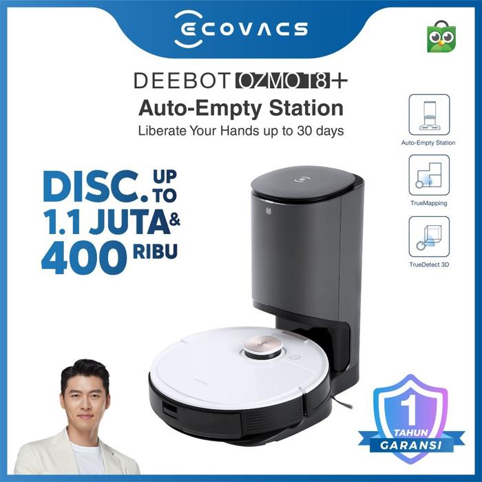 Gambar Combo Ecovacs DEEBOT OZMO T8 + Auto Empty Station Robot Vacuum Cleaner - T8+ dari Ecovacs Indonesia undefined Tokopedia