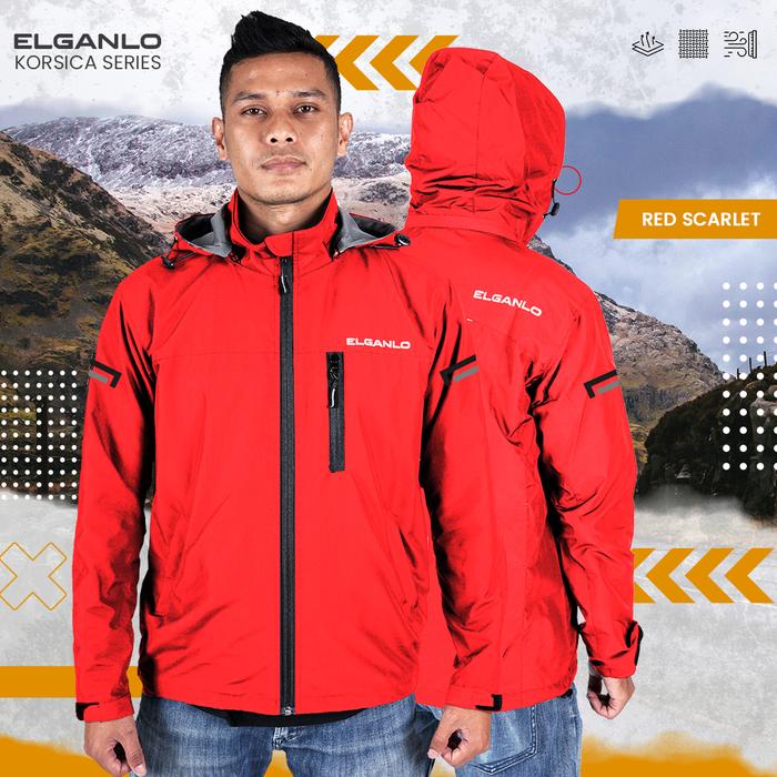 Gambar ELGANLO - Jaket Hiking Outdoor Pria Windproof Motor Korsica Series COD - Merah, S dari ELGANLO undefined Tokopedia