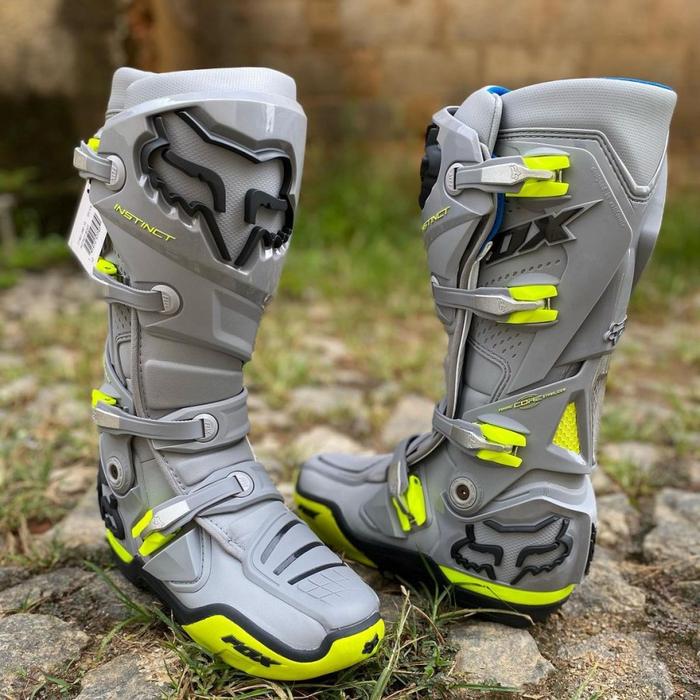 Jual FOX INSTINCT 2022 GREY BLACK YELLOW FLOU BOOTS FOX INSTINCT