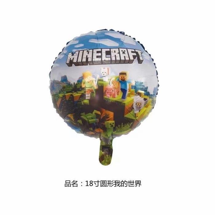 Gambar Balon Foil Minecraft Steve Jumbo 60cm - Bulat dari Honey Edamame undefined Tokopedia