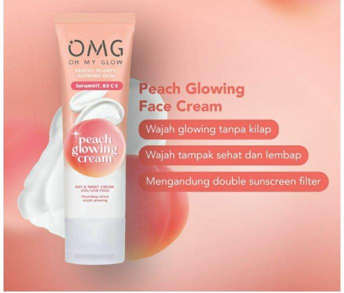Gambar [BPOM] OMG Oh My Glow Peach Glowing Cream 25G 100%Ori Pelembab Wajah K dari cherryblossomdps undefined Tokopedia