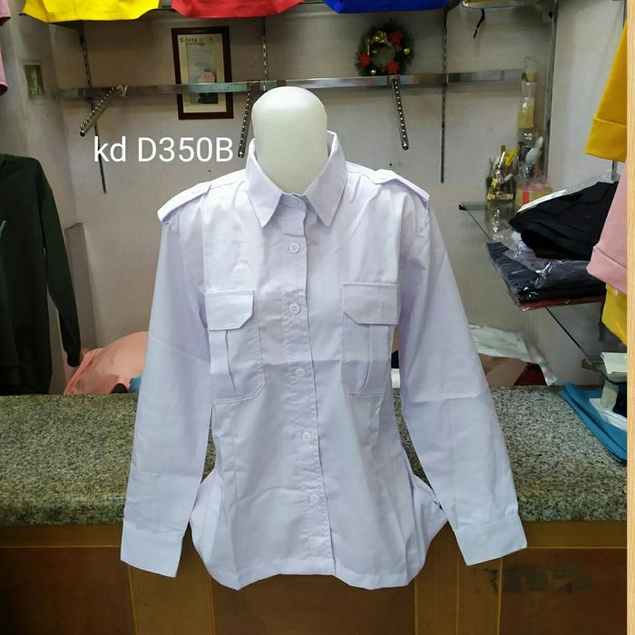 Gambar Seragam Kerja Wanita Putih Lengan Panjang,Baju PNS Seragam Kantor - Putih, S dari planetmode59 undefined 5 Tokopedia
